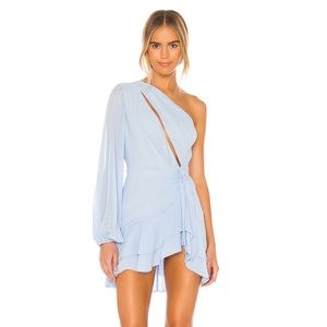 Michael Costello x Revolve blue ruffle dress